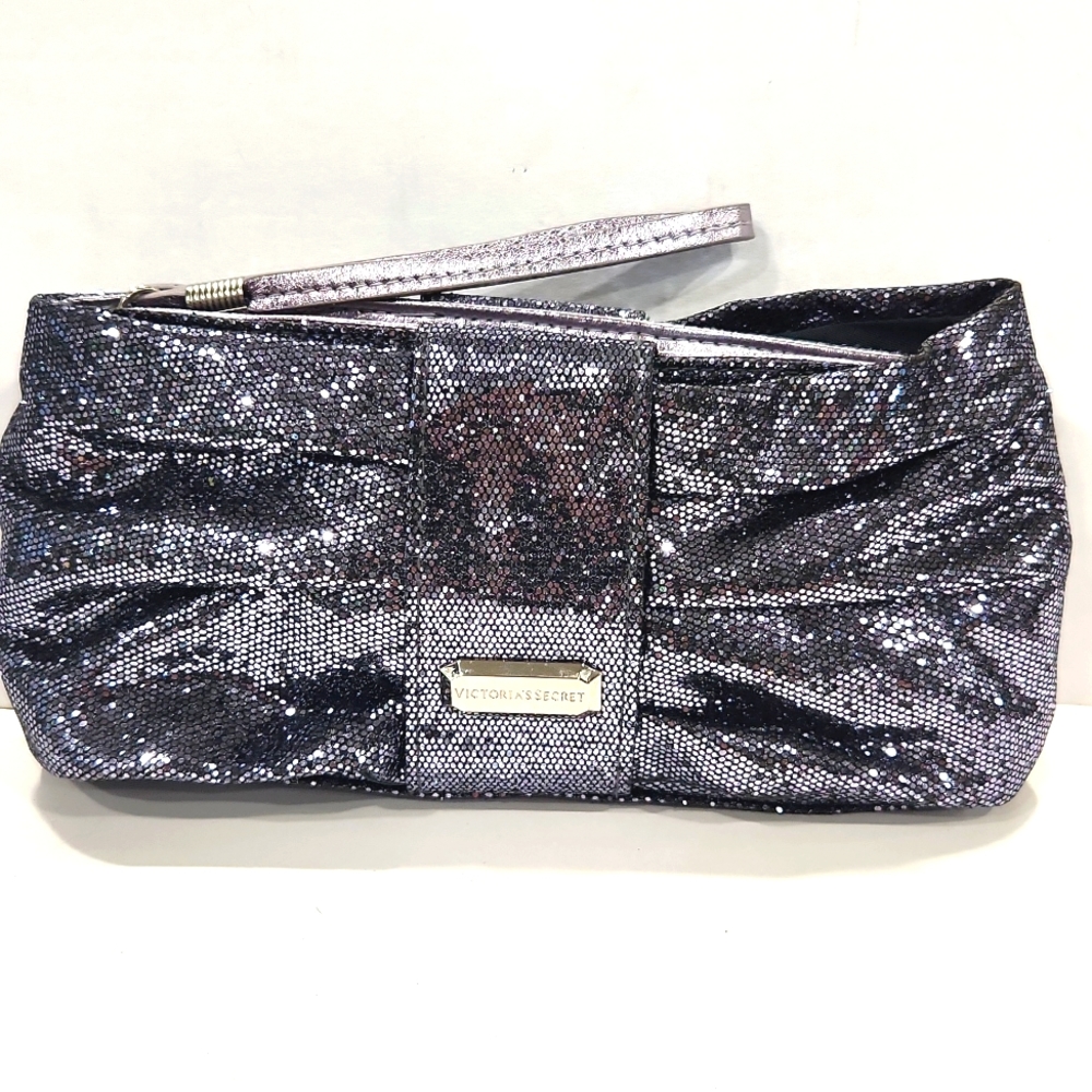 NEW Victoria's Secret Silver Sequined Wristlet Purse Bag
